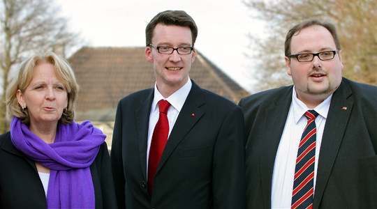 Hannelore Kraft, Sven Wolf und Sven Wiertz in Remscheid